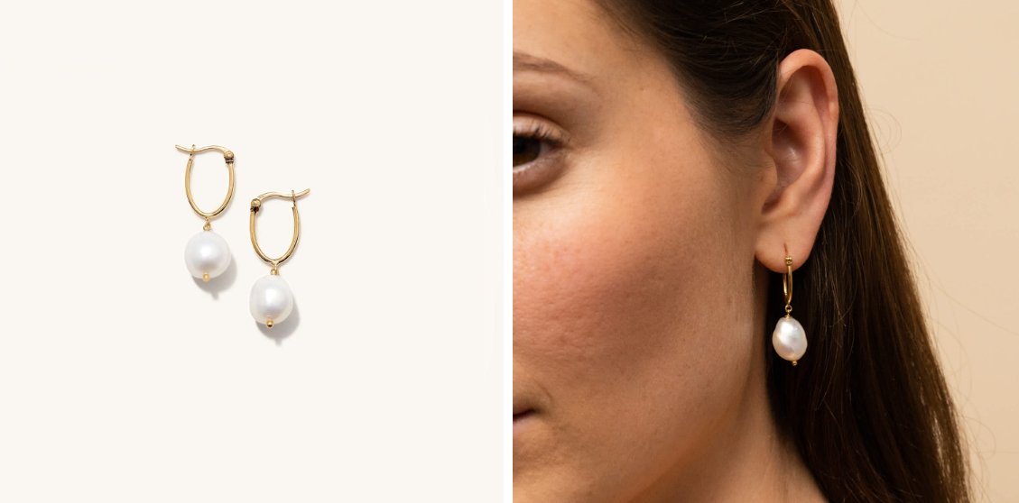 Organic Pearl Hoop Earrings