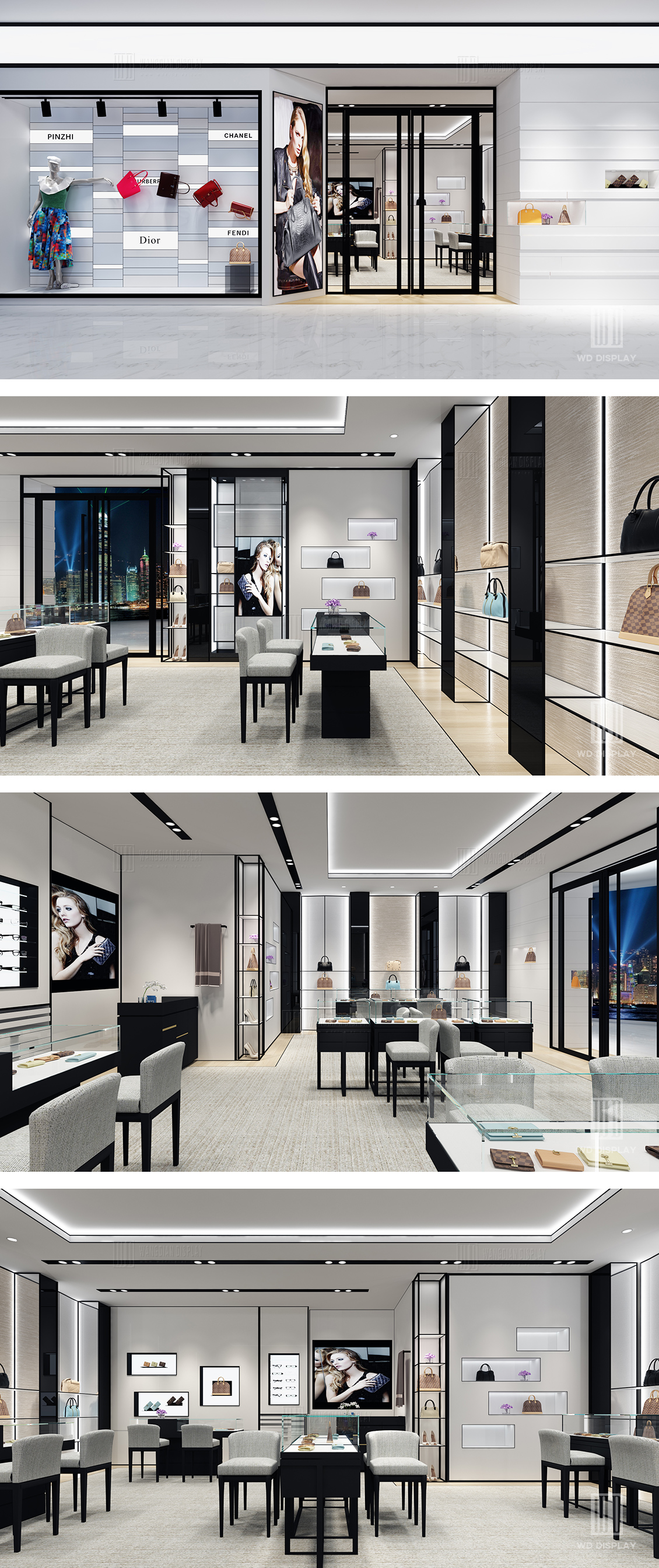 Branded leather handbag store project design