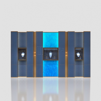 Large jewelry store wall cabinet design brand jewellery shop wall showcase supplier