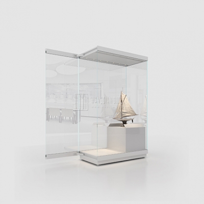 white free standing museum display showcase