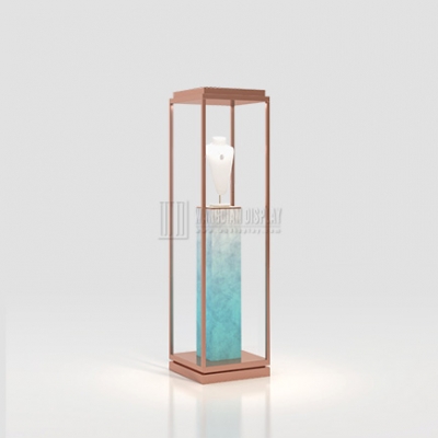 2026 Rose Gold Jewellery Vitrine Display Tower Free Standing Jewelry Display Cabinet