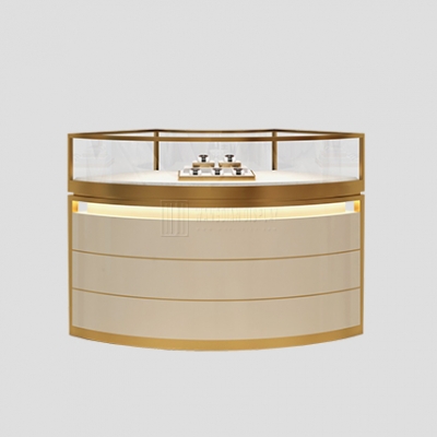 Curved Metal Jewelry Showcase Luxury Metal Jewellery Cabinet Jewelry Counter