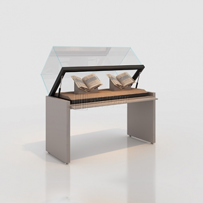 Museum showcase with hydraulic opening system