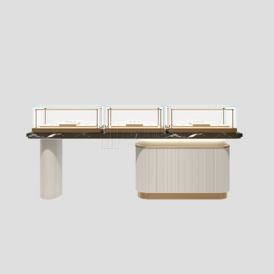 New Design Front Counter Display Case & Glass Front Jewellery Display Cabinet Manufacturer