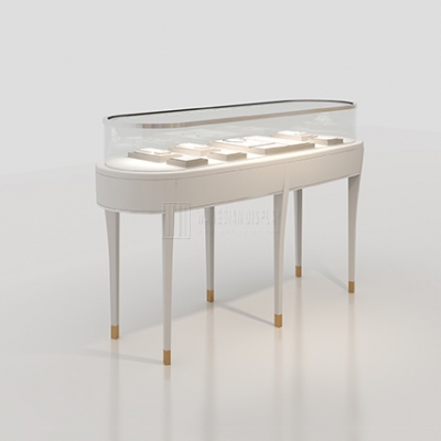 White elegant high-end jewelry showcase