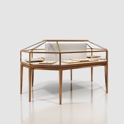 Polygonal jewelry showcase octagonal display table multi-angle jewelry display cabinet for sale