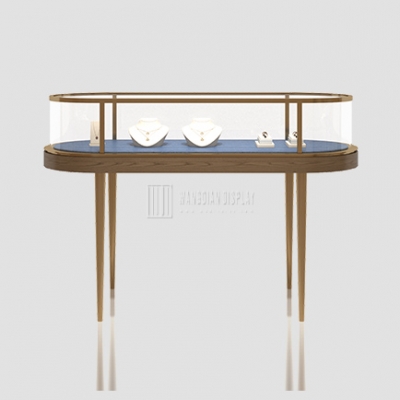 Elegant Oval Glass Showcase For Jewelry Retail Shop Luxurious Jewelry Display Cabinet