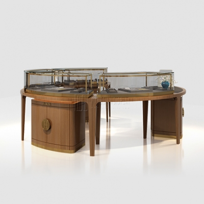 Round island cabinet for jade handicraft display