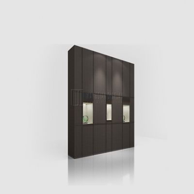 Large wall display showcase for brand jewelry store