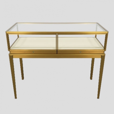 【RTS】Golden rounded corners high-end jewelry display showcase