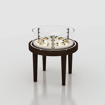Round Black Painted Watch Display Cabinet with Spotlight