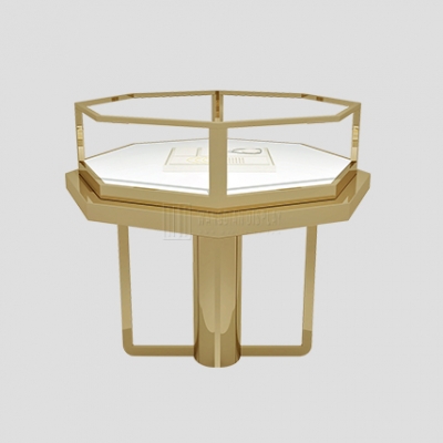 Polygonal Island Jewelry Display Cabinet Luxury Jewelry Retail Store Display Showcase