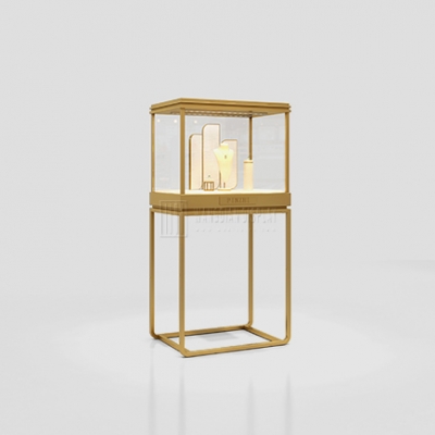 Gold Free Standing Jewelry Store Boutique Showcase